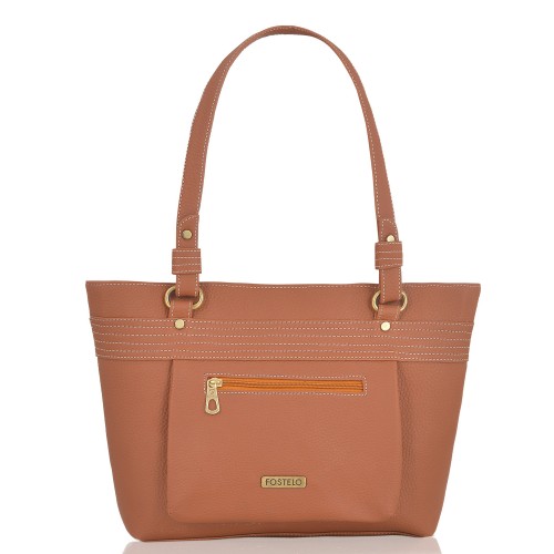Fostelo Women's Geneva  Handbag (Tan) (FSB-1441)