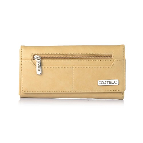 Fostelo Women's Versatile Two Fold Wallet (Beige) 