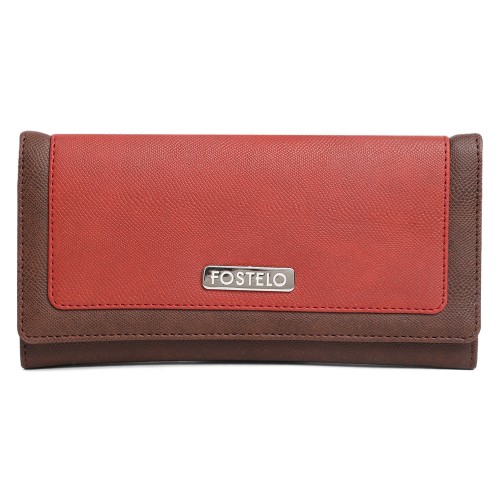 Fostelo Women's Paris Three Fold Wallet (Red) (FC-116)