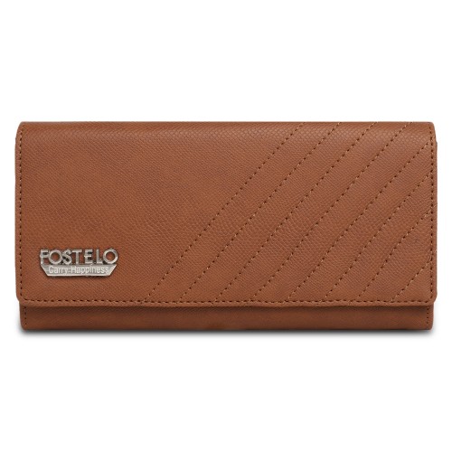 Fostelo Women's Peanut Two Fold Wallet (Tan) (FC-144)