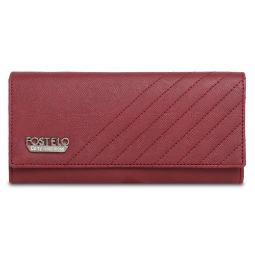 Fostelo Women's Peanut Two Fold Wallet (Maroon) (FC-148)