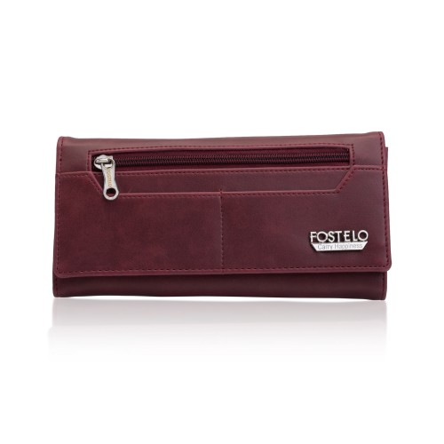Fostelo Women's Versatile Two Fold Wallet (Maroon)