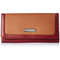 Fostelo Women's Vogue Three Fold Wallet (Tan|Maroon)