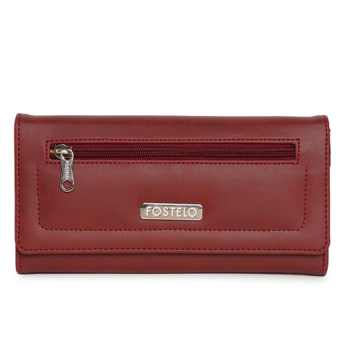 Fostelo Women's Rose Two Fold Wallet (Maroon)