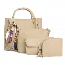 Fostelo Women's Sherine Collection PU Leather Handbag Combo (Set Of 4) (Beige)