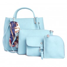 Fostelo Women's Sherine Collection PU Leather Handbag Combo (Set Of 4) (Light Blue)